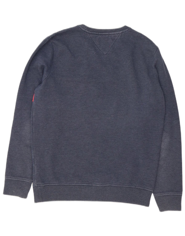 Tommy Hilfiger Mens Graphic Sweatshirt Jumper Medium Navy Blue Colourblock