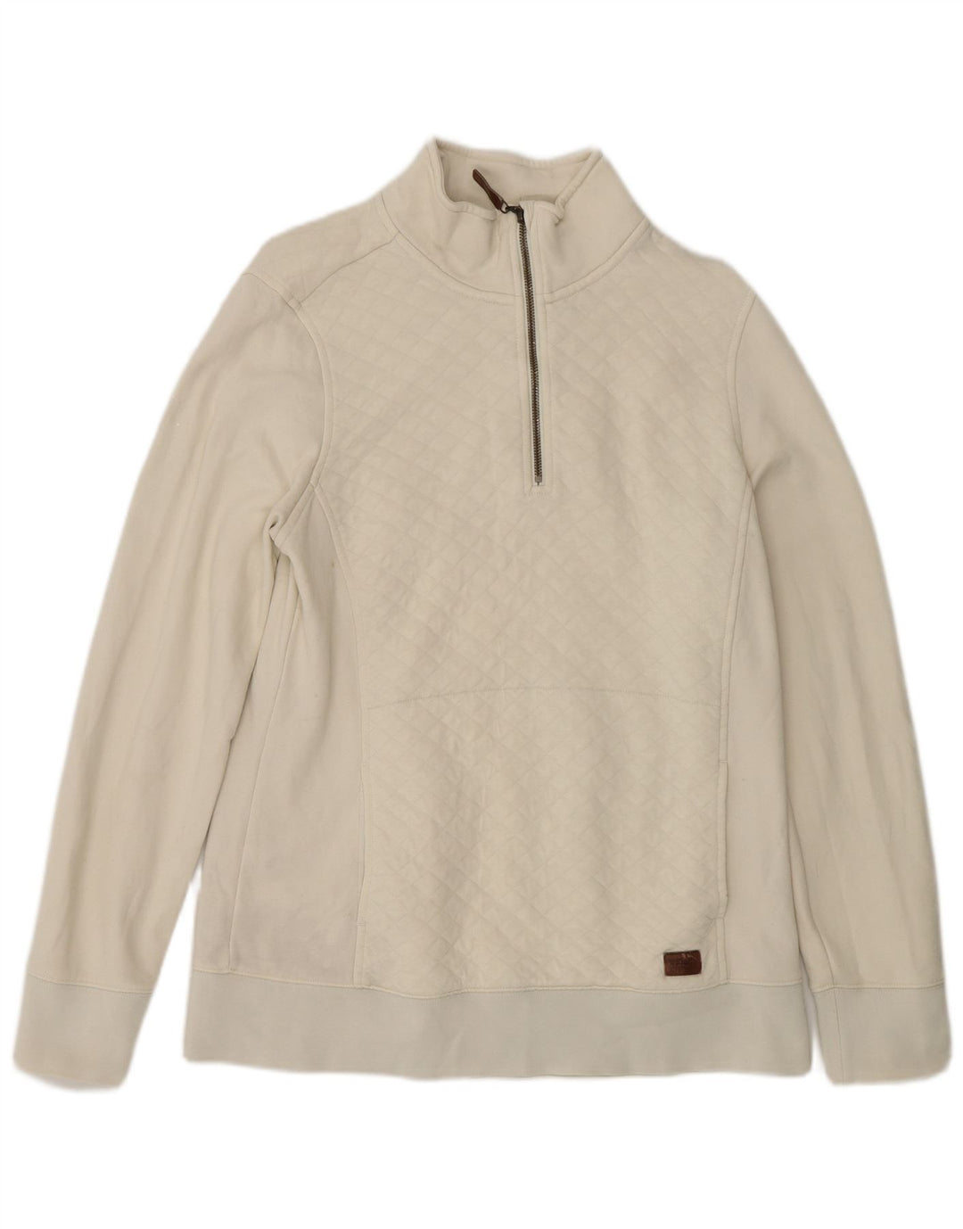 L.L.Bean Womens Oversized Zip Neck Sweatshirt Jumper UK 10 Small White
