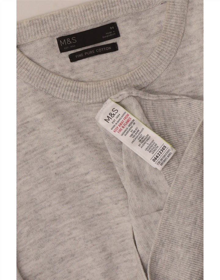 Marks & Spencer Mens Crew Neck Jumper Sweater Medium Grey Flecked Cotton