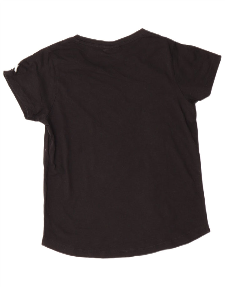 KAPPA Womens Graphic T-Shirt Top UK 10 Small Black Cotton