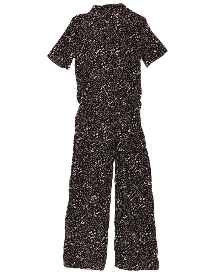 Zara Womens Short Sleeve Jumpsuit Medium Black Floral
