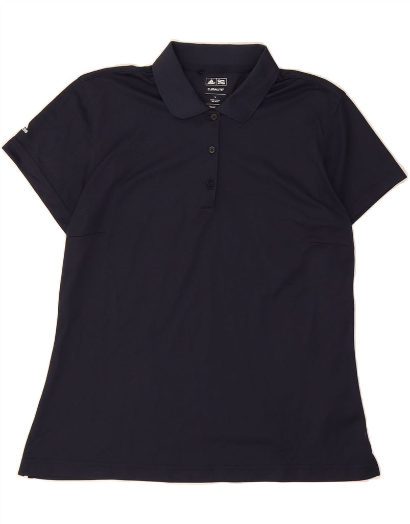 ADIDAS Womens Climalite Polo Shirt UK 16 Large Navy Blue Polyester Vintage Adidas and Second-Hand Adidas from Messina Hembry 