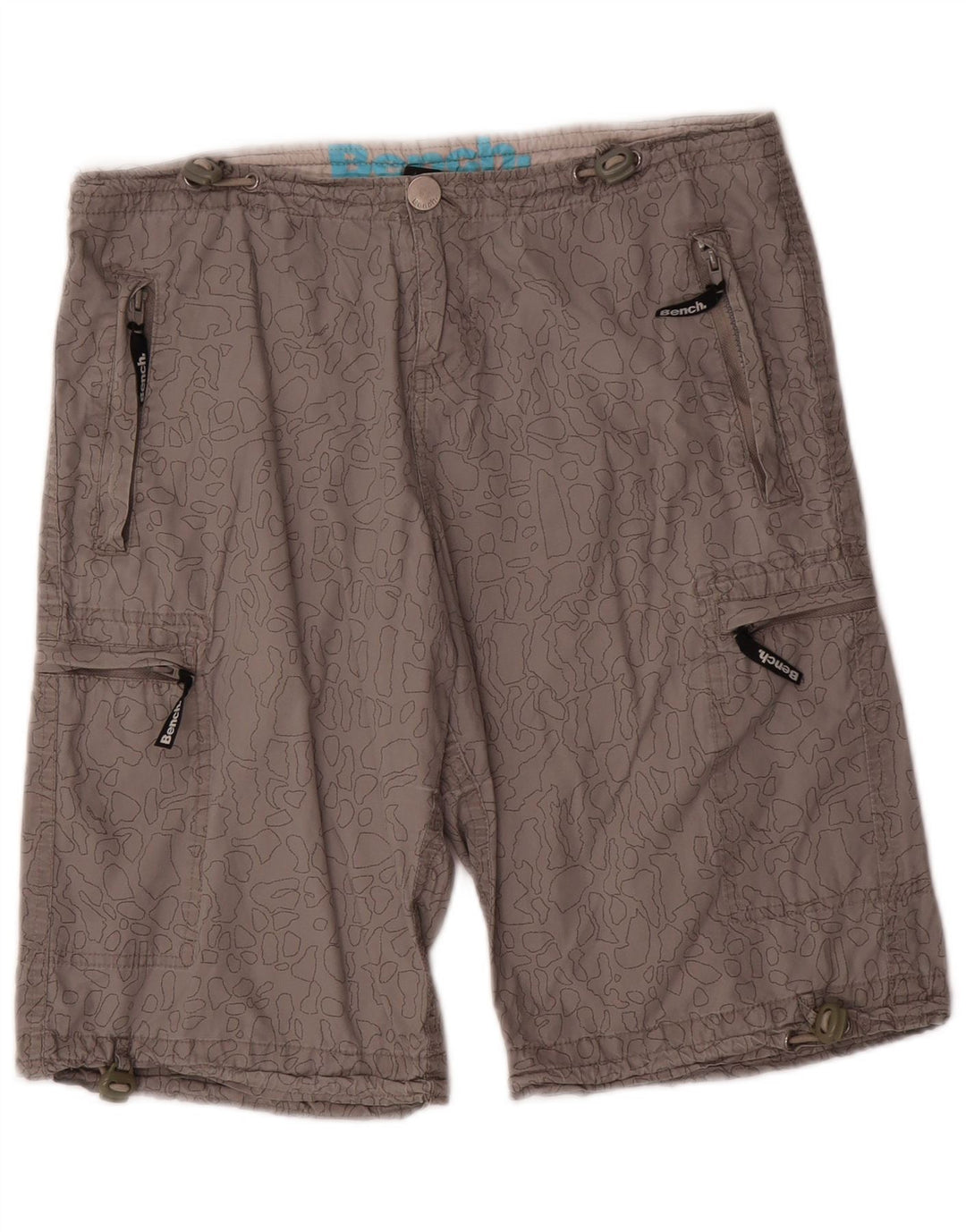BENCH Mens Cargo Shorts W28 Small  Grey Geometric Cotton