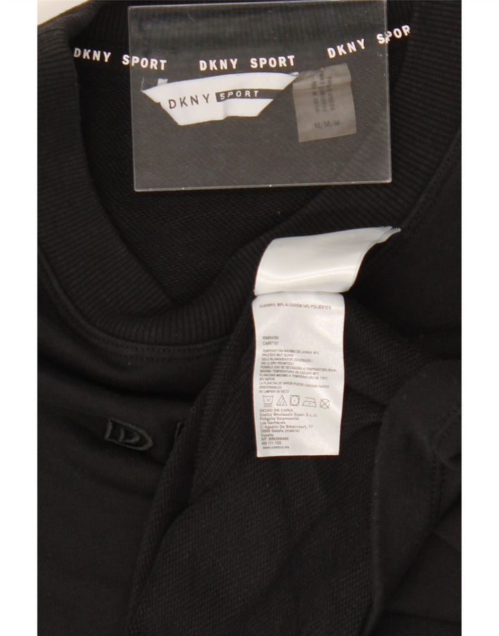 DKNY Womens Graphic Sweatshirt Jumper UK 14 Medium Black Cotton Vintage Dkny and Second-Hand Dkny from Messina Hembry 