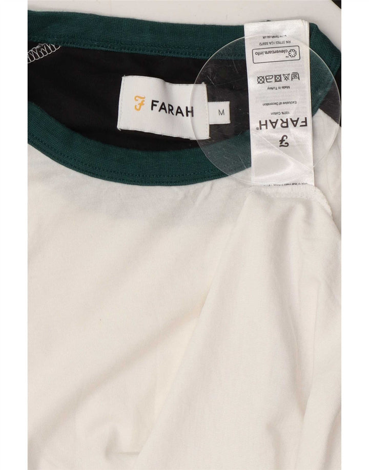 Farah Mens Top Long Sleeve Medium White Colourblock Cotton
