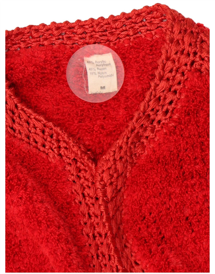 Vintage Womens Cardigan Sweater UK 14 Medium Red Acrylic