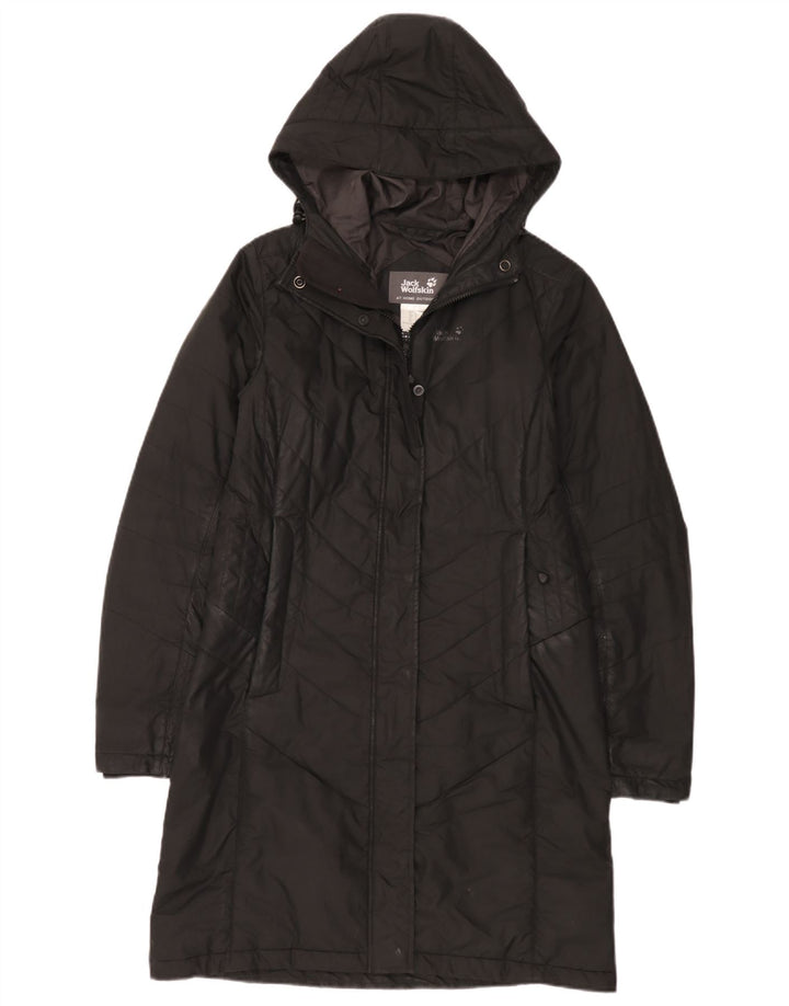 Jack Wolfskin Womens Hooded Padded Coat UK 10 Small Black Polyester
