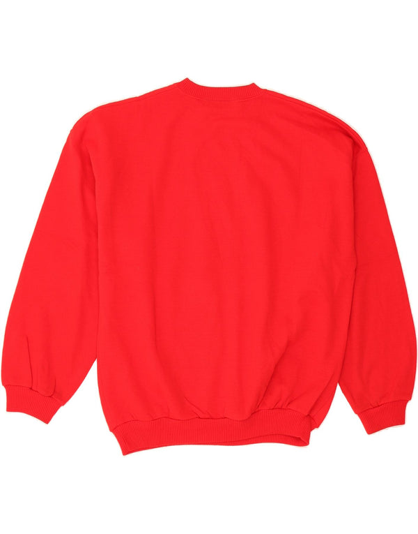 VINTAGE Womens Crew Neck Jumper Sweater UK 14 Medium Red Floral Acrylic