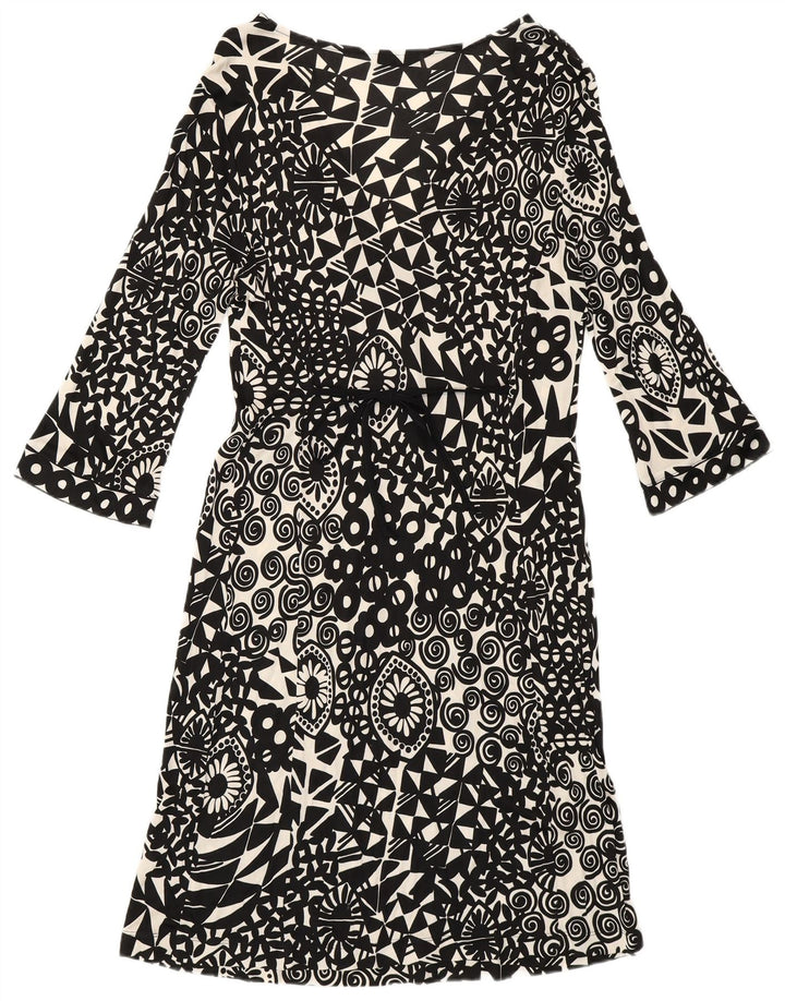 Marella Womens 3/4 Sleeve A-Line Dress UK 12 Medium Black Geometric
