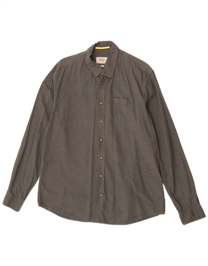 Camel Active Mens Modern Fit Shirt Large Grey Geometric Cotton