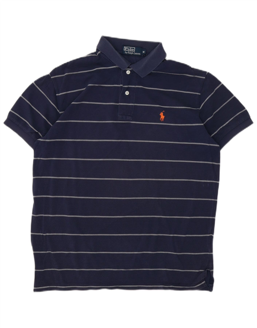 POLO RALPH LAUREN Mens Polo Shirt Medium Navy Blue Striped