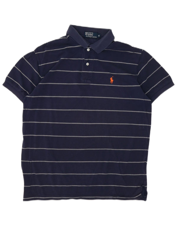 POLO RALPH LAUREN Mens Polo Shirt Medium Navy Blue Striped