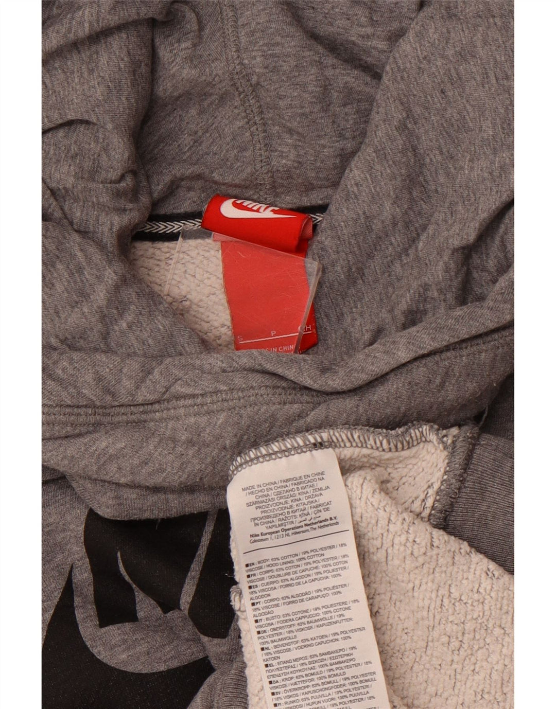 NIKE Womens Graphic Hoodie Jumper UK 10 Small Grey Cotton