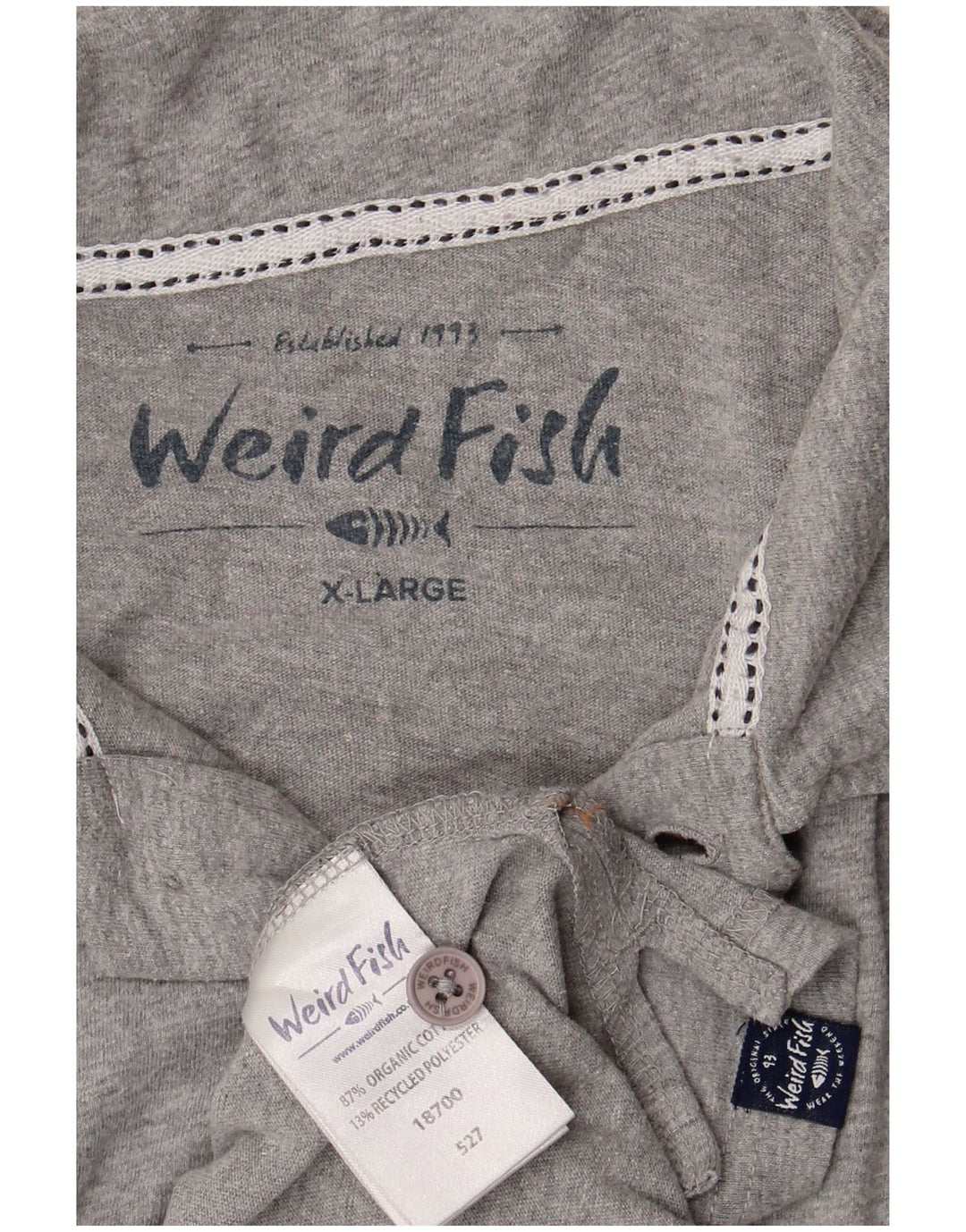 WEIRD FISH Mens Polo Shirt XL Grey Cotton