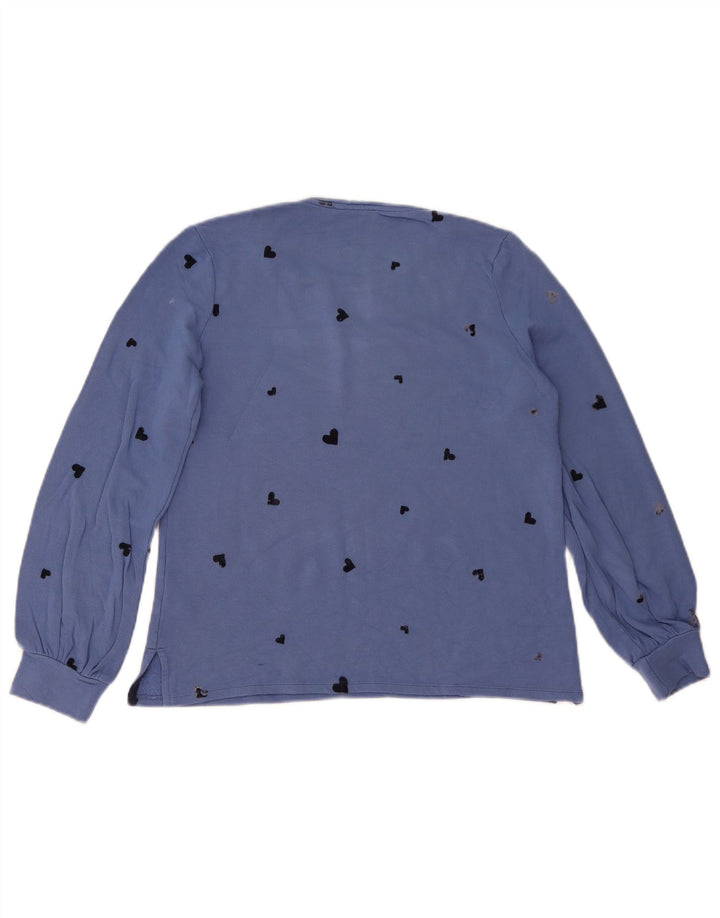 Oasis Womens Abstract Pattern Sweatshirt Jumper UK 12 Medium Blue Viscose