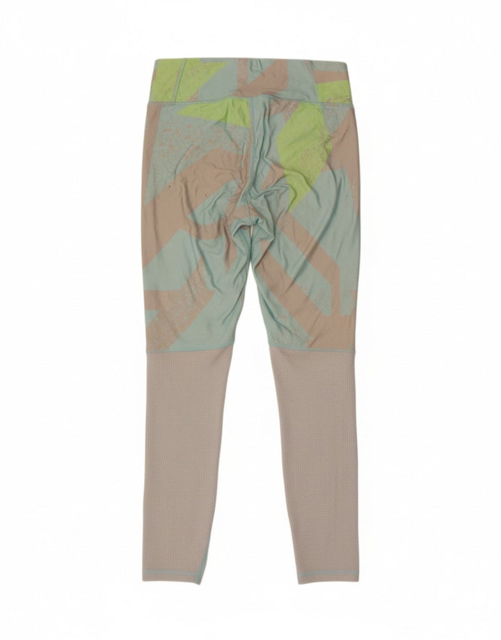 REEBOK Womens Leggings UK 8/10 Small  Green Colourblock Polyester
