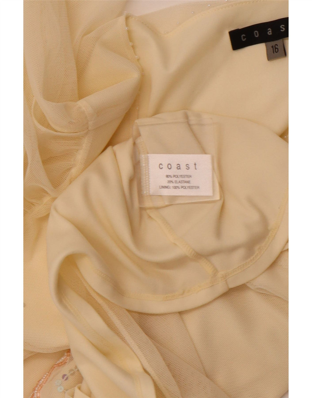 COAST Womens Crop See Through Blouse Top UK 16 Large Yellow Polyester