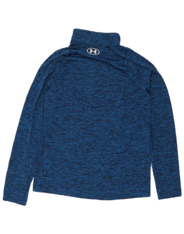 Under Armour Mens Zip Neck Pullover Tracksuit Top Small Blue Flecked