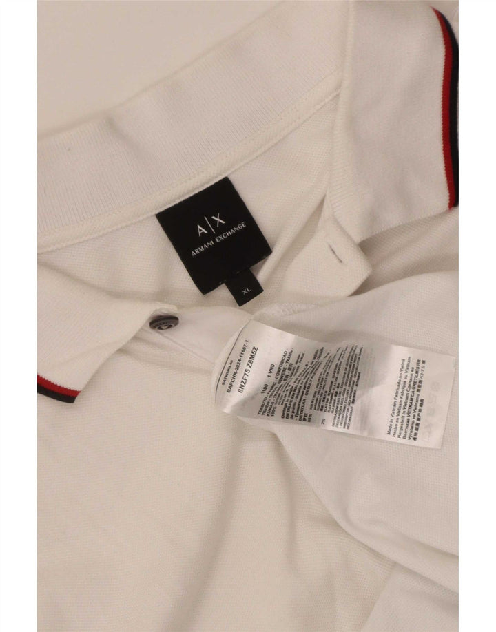 Armani Exchange Mens Polo Shirt XL White Cotton