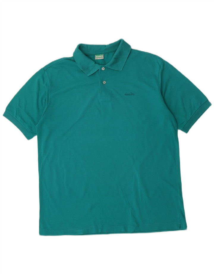 DIADORA Mens Polo Shirt XL Green Cotton