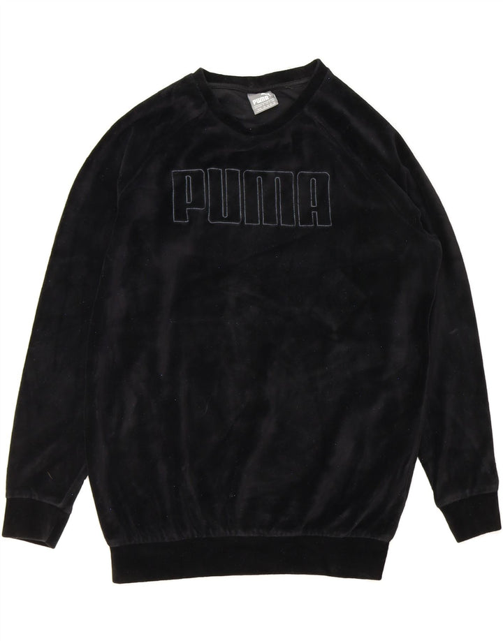 PUMA Womens Graphic Sweatshirt Jumper UK 12 Medium Black Cotton Vintage Puma and Second-Hand Puma from Messina Hembry 