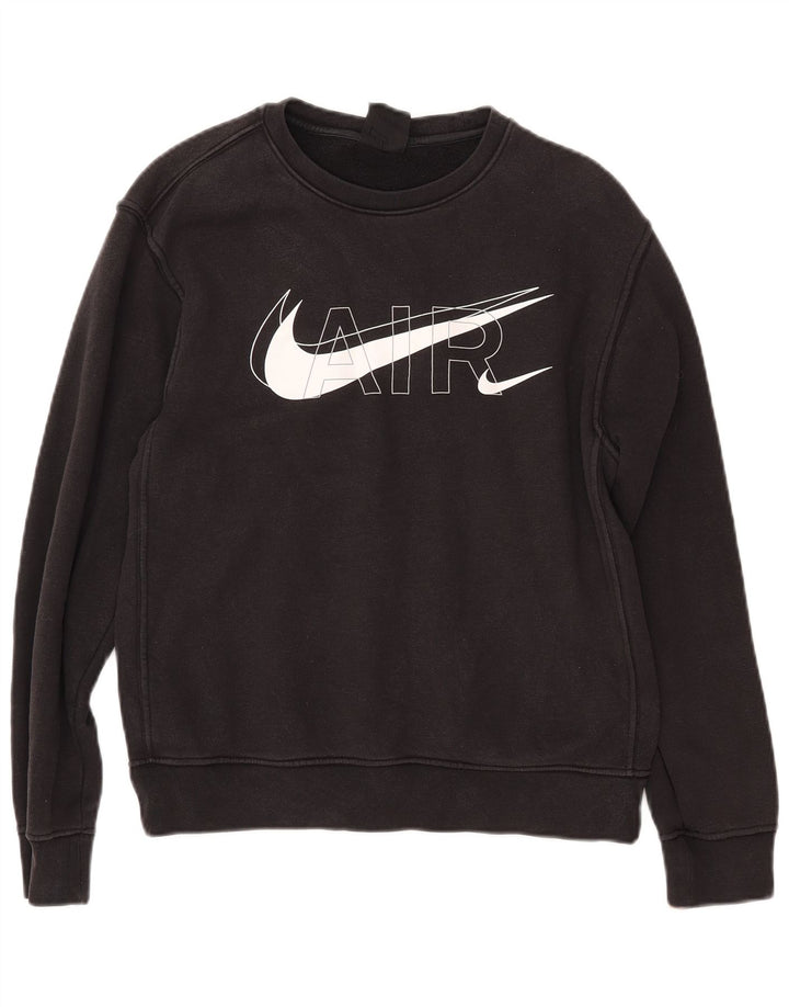 NIKE Womens Oversized Graphic Sweatshirt Jumper UK 10 Small Black Cotton