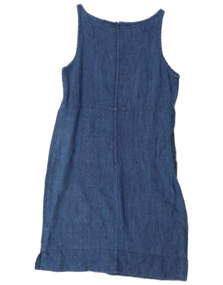 EDDIE BAUER Womens Sleeveless Sheath Dress US 10 Large Blue Linen