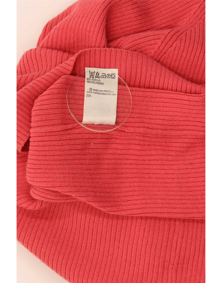 Marks & Spencer Womens Crop Roll Neck Jumper Sweater UK 14 Medium Red