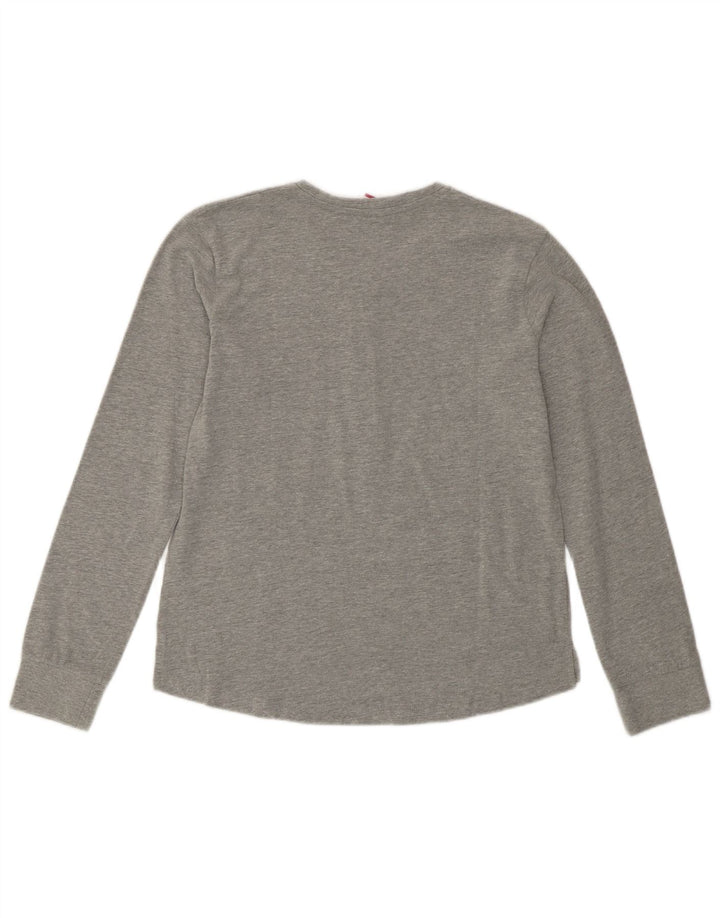 Lotto Womens Graphic Top Long Sleeve UK 10 Small Grey Cotton