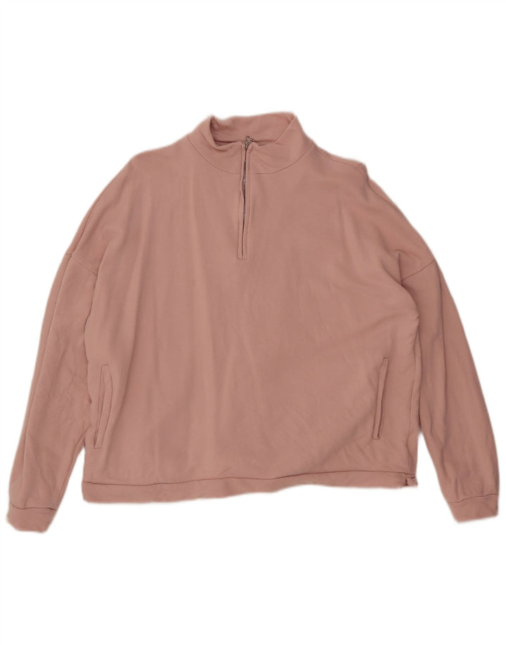 PHASE EIGHT Womens Oversized Zip Neck Sweatshirt Jumper UK 12 Medium Pink