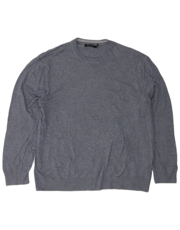 Nautica Mens Crew Neck Jumper Sweater 2XL Blue Cotton