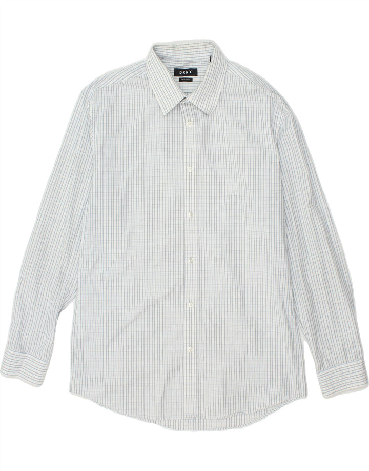 DKNY Mens Slim Fit Shirt Large Grey Check Cotton Vintage Dkny and Second-Hand Dkny from Messina Hembry 