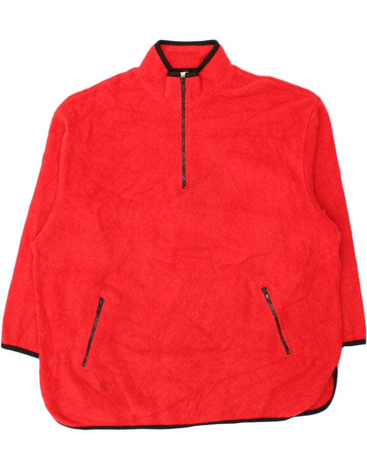 EDDIE BAUER Mens Zip Neck Fleece Jumper XL Red Polyester Vintage Eddie Bauer and Second-Hand Eddie Bauer from Messina Hembry 