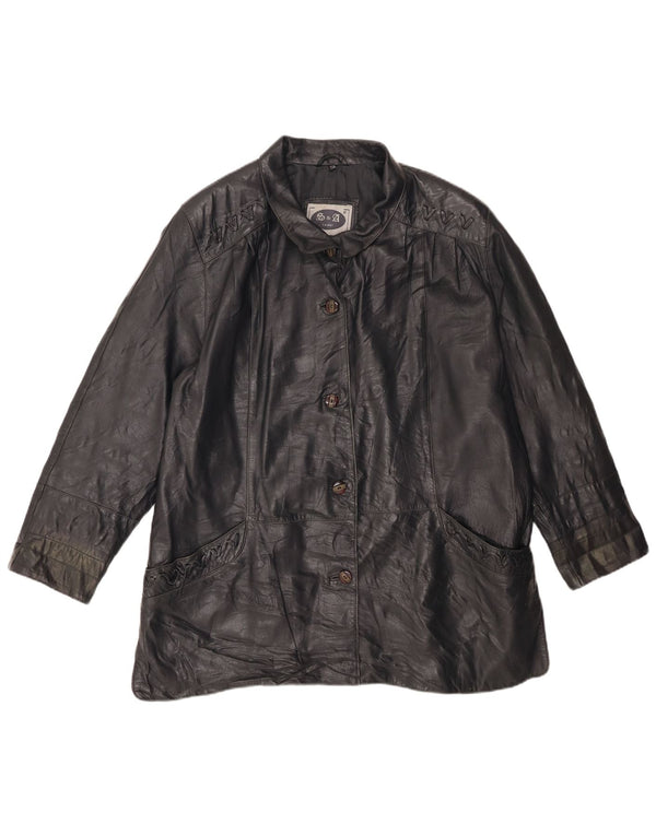 Vintage Womens Leather Jacket IT 46 Large Black Leather