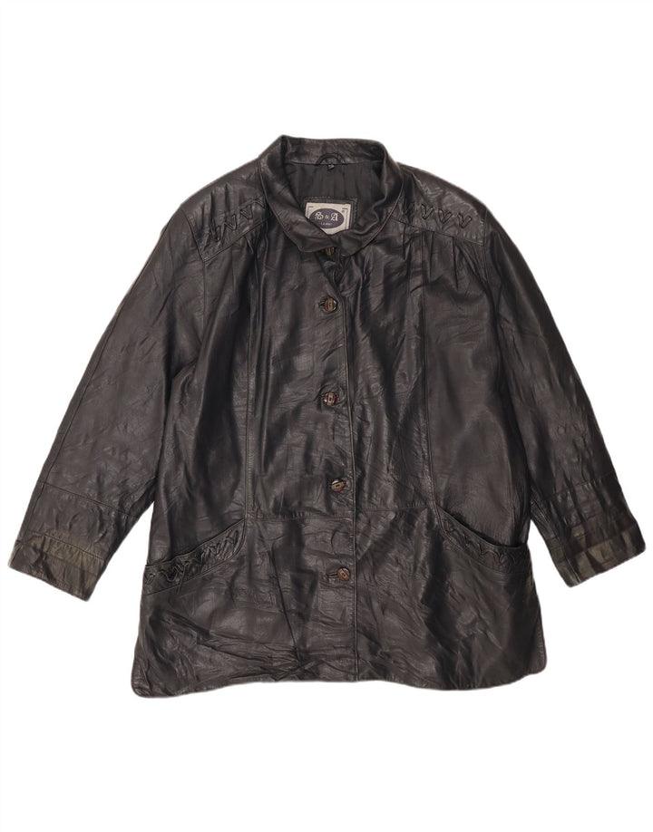 Vintage Womens Leather Jacket IT 46 Large Black Leather