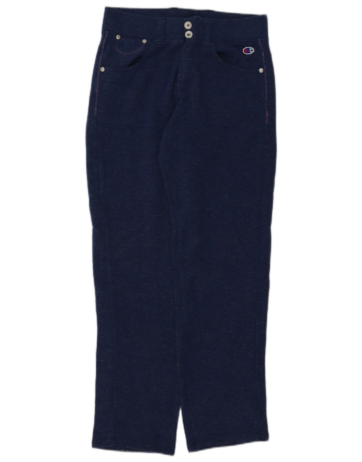 CHAMPION Womens Heritage Casual Trousers Small W26 L29 Navy Blue Flecked