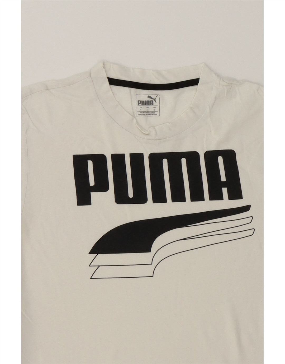 PUMA Mens Graphic T-Shirt Top Medium White Cotton Vintage Puma and Second-Hand Puma from Messina Hembry 