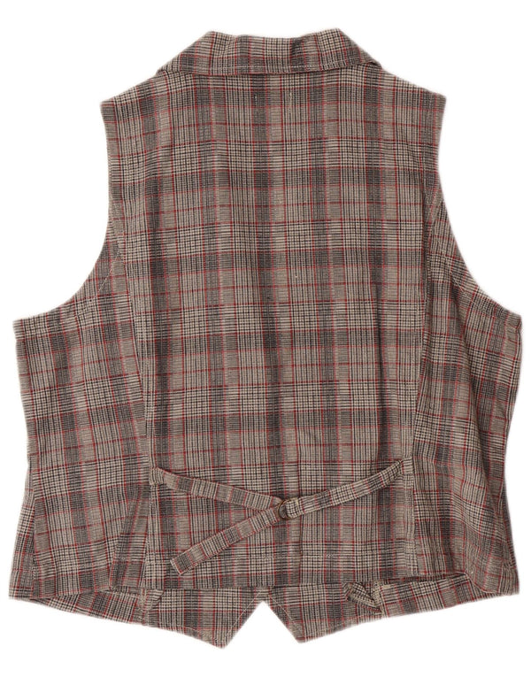 RAINBOW Womens Waistcoat UK 22 3XL  Grey Check