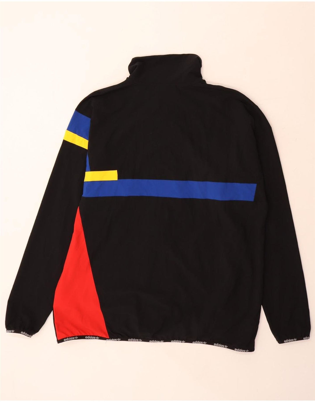 ADIDAS Mens Tracksuit Top Jacket Large Black Colourblock Nylon