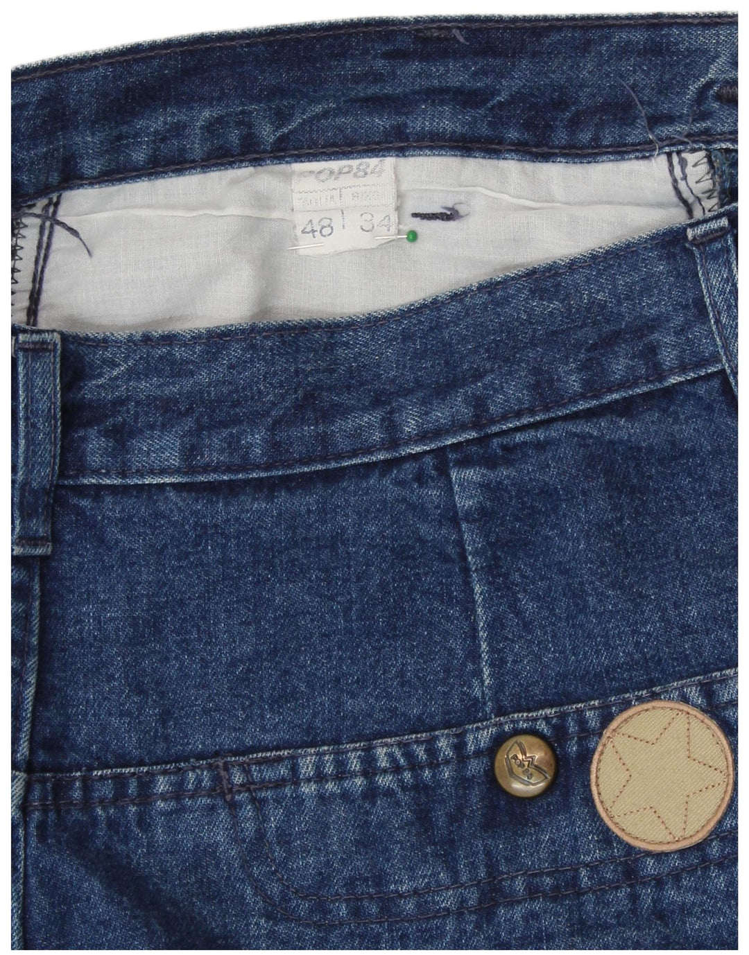 POP 84 Womens High Waist Tapered Jeans IT 48 XL W34 L32 Blue Cotton