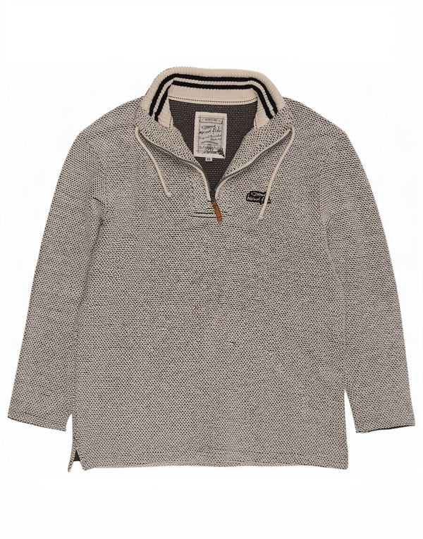 Weird Fish Mens Zip Neck Sweatshirt Jumper XL Grey Cotton