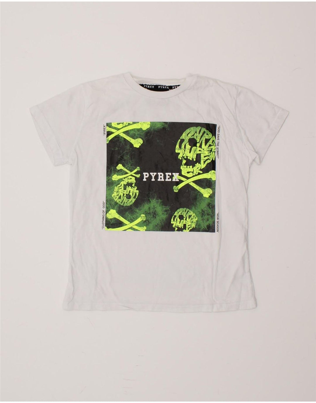 PYREX Boys Graphic T-Shirt Top 10-11 Years Large White Cotton Vintage Pyrex and Second-Hand Pyrex from Messina Hembry 