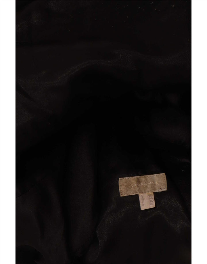 Stefanel Womens Leather Coat IT 40 Small Black