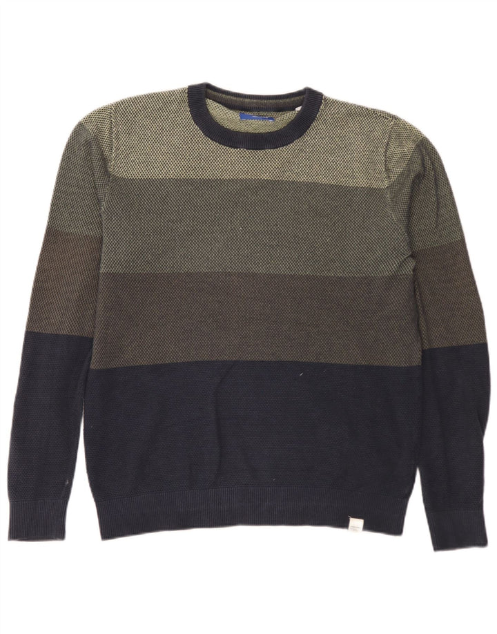 Jack & Jones Mens Crew Neck Jumper Sweater Medium Multicoloured Colourblock