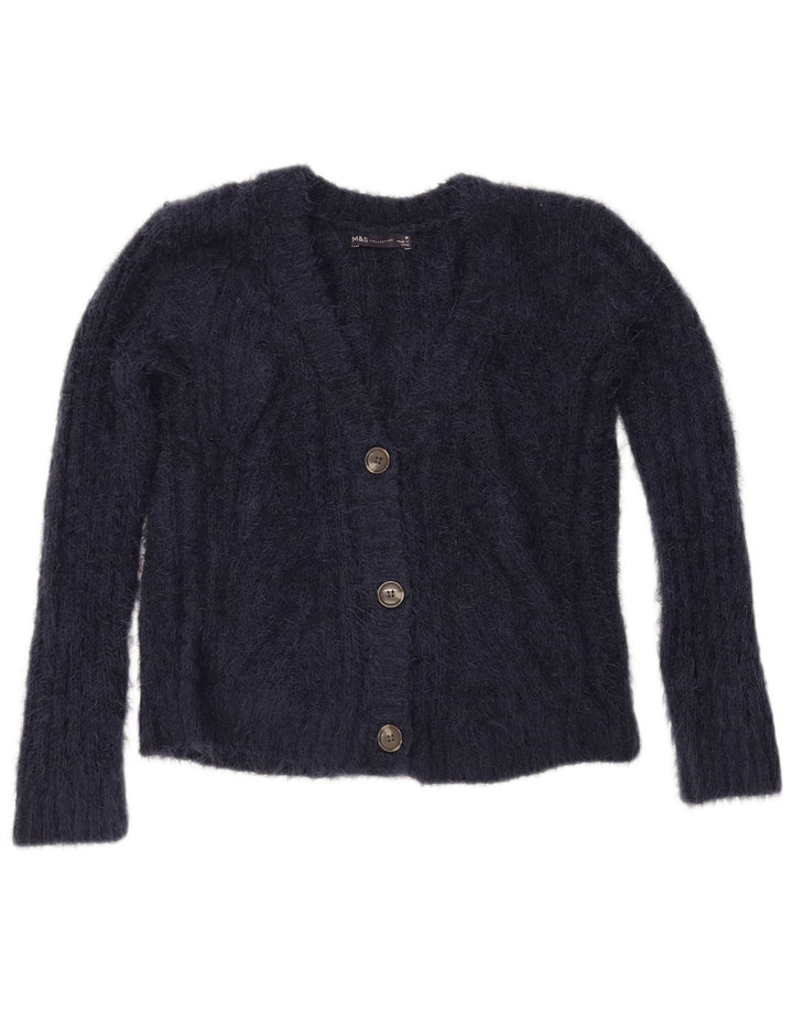 Marks & Spencer Womens Cardigan Sweater UK 14 Medium Navy Blue Polyester