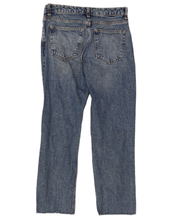 Topshop Womens Crop Straight Jeans UK 8 Small W26 L24 Blue Cotton