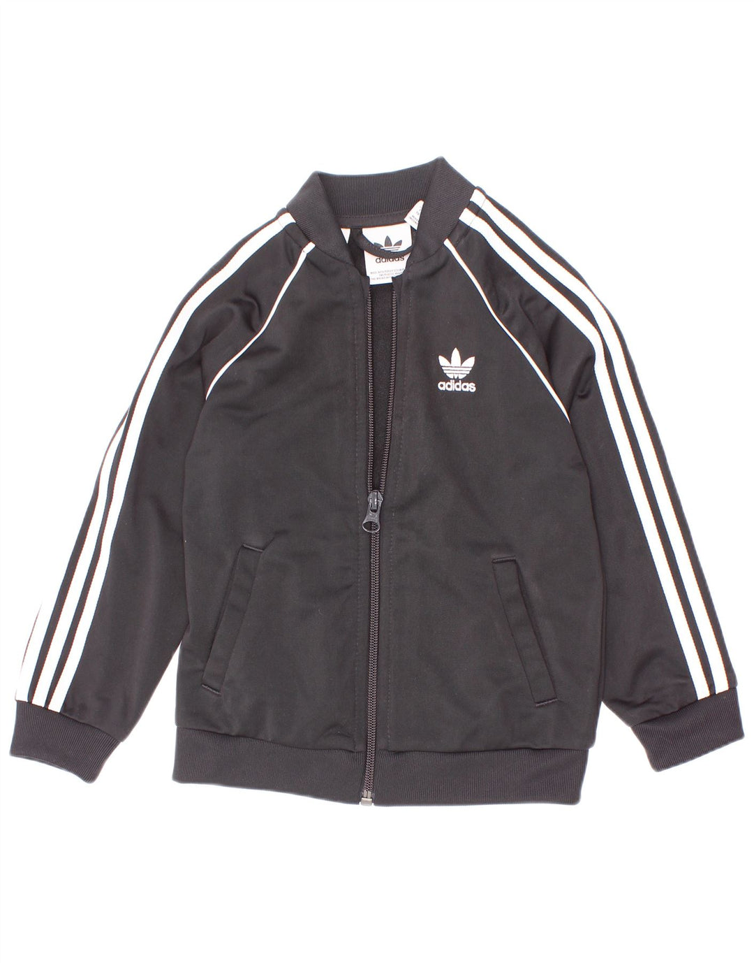 Adidas Boys Tracksuit Top Jacket 2-3 Years Black Polyester