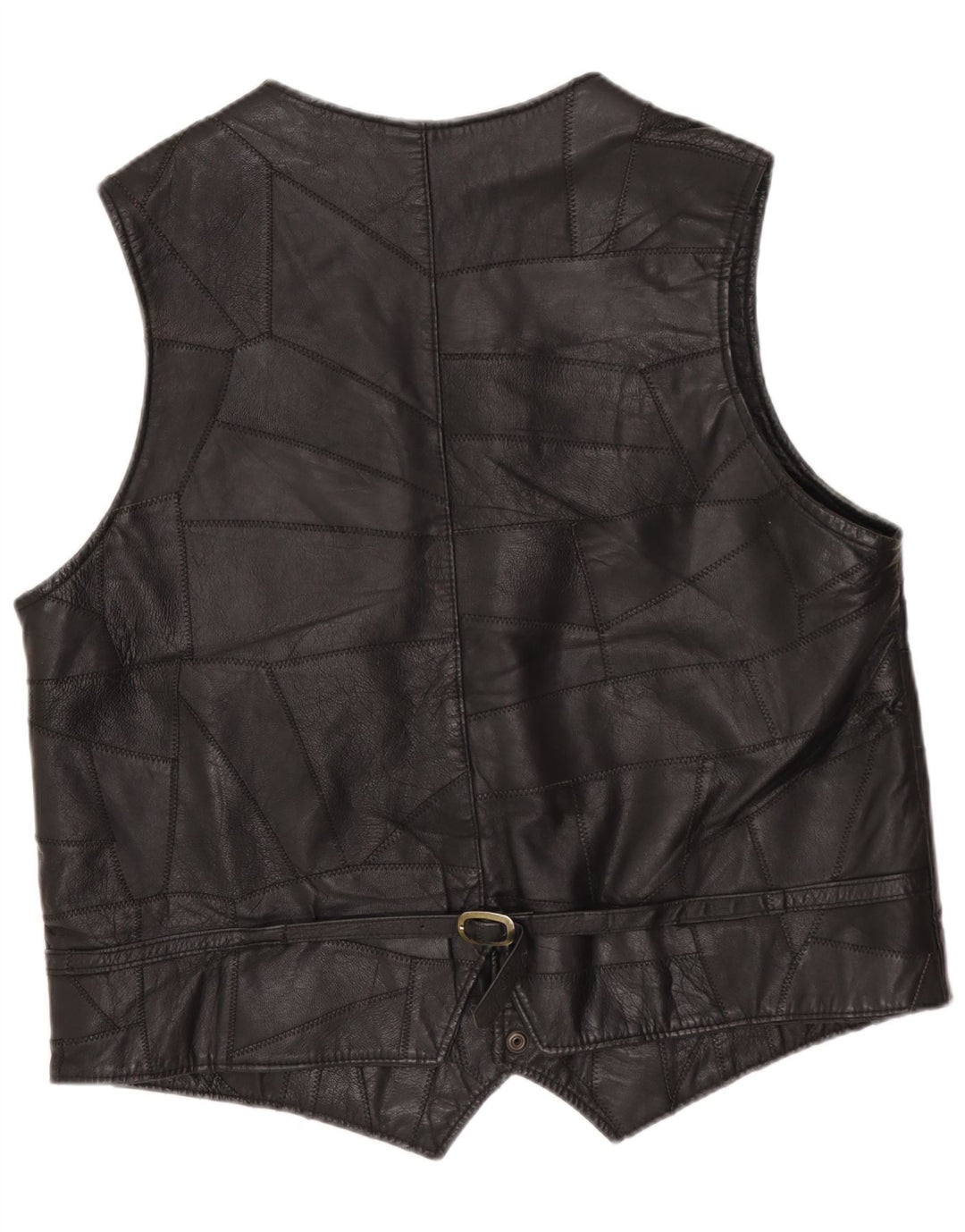 VINTAGE Mens Leather Waistcoat Medium Black