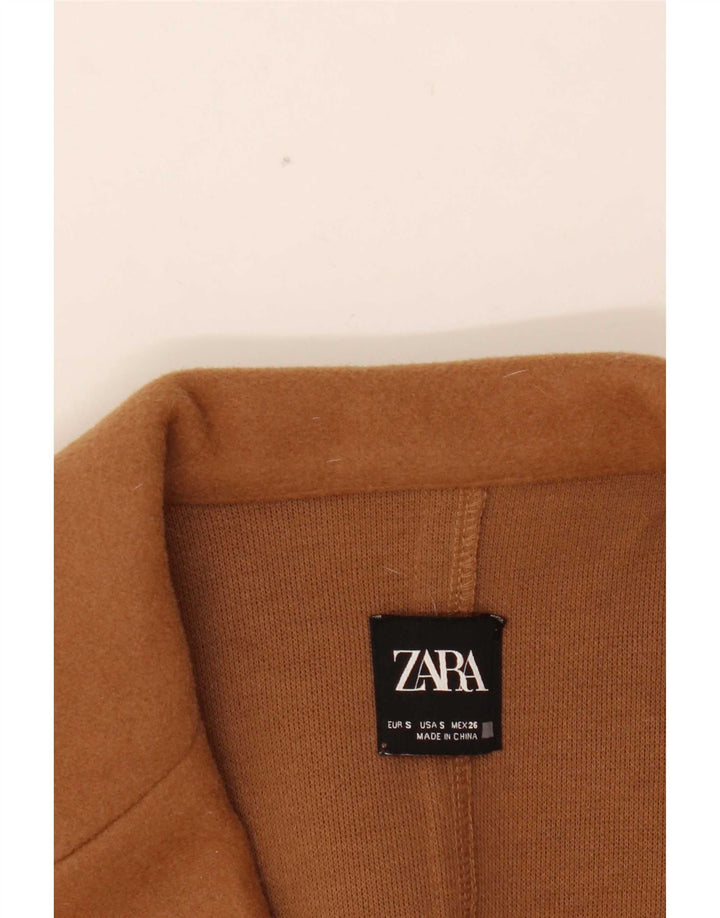 Zara Womens Open Overcoat UK 10 Small Brown Polyester