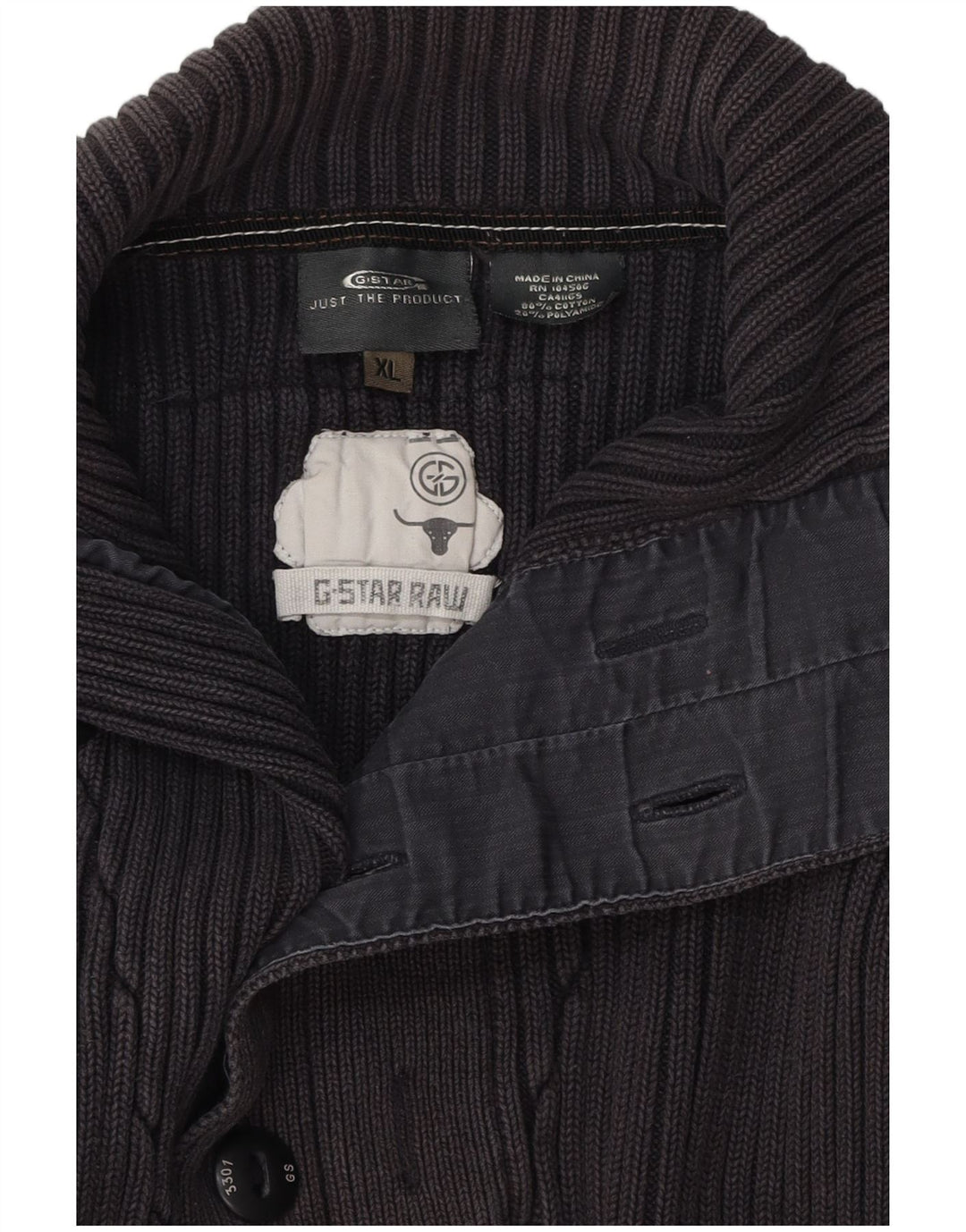 G-Star Mens Button Neck Jumper Sweater XL Grey Cotton